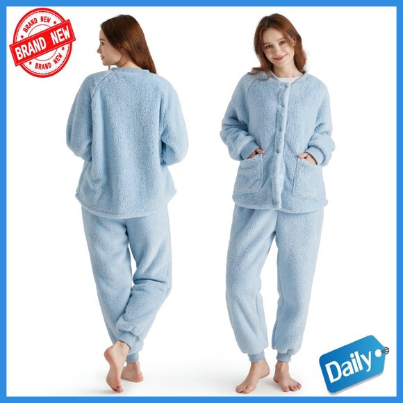 Cozy Fleece Pajama Set Women's Winter Sleepwear Loungewear